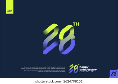 Modern 28th Anniversary Celebration with Gradient Number and Minimalist Design for Corporate or Startup Branding