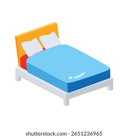 Un icono 2d moderno de la cama con el cojín