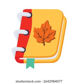 A modern 2d icon of handwritten autumn journal