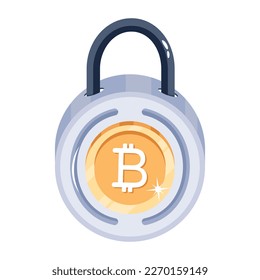 Modern 2d icon of secure bitcoin 