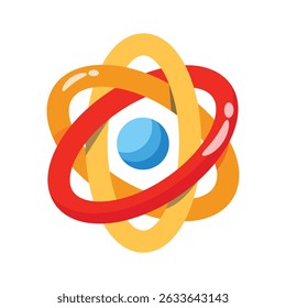 A modern 2d style icon of atom with orbits