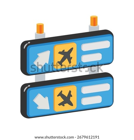 A modern 2d style icon of flight departure board