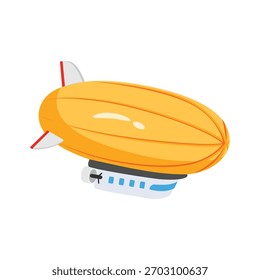 Ícone de estilo 2d moderno de dirigível vintage flutuante