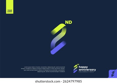 Modern 2nd Anniversary Celebration with Gradient Number and Minimalist Design for Corporate or Startup Branding