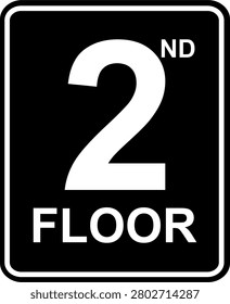 Modern 2nd Floor sign with simple layout. Ideal for commercial buildings, shopping centers, hotels, offices, hospitals, elevators, and navigation signage. Editable vector illustration for commercial and personal use.