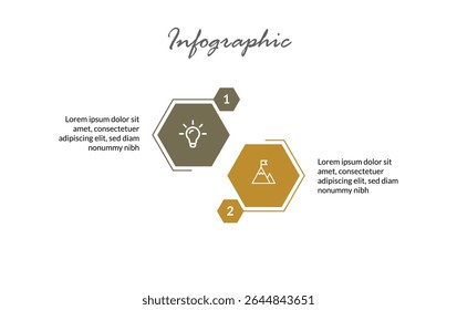 Modern 2-Step Infographic Layout – Clean Flat Style for Presenting Business Vision, Core Values, and Strategic Feature Highlights.