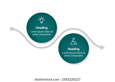 Modern 2-Step Infographic Template for Clear Business Presentations, Strategic Planning, and Workflow Visualization. High-Quality Vector.