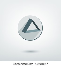Modern 3 D stylized icon. Triangle shape. Vector sign.