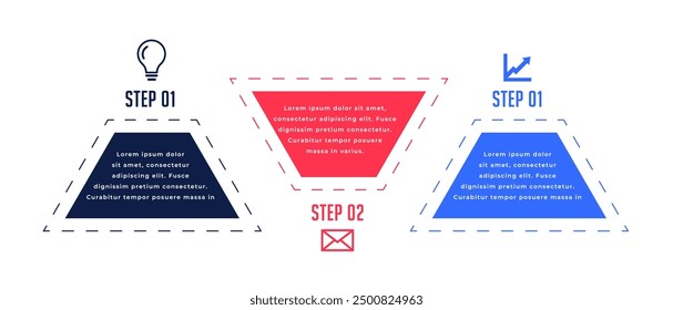 modern 3 step business process chart banner for web presentation vector