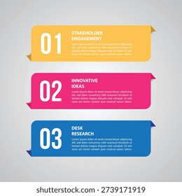 Modern 3 Step Business Process Infographic Banner with Paper Fold Design