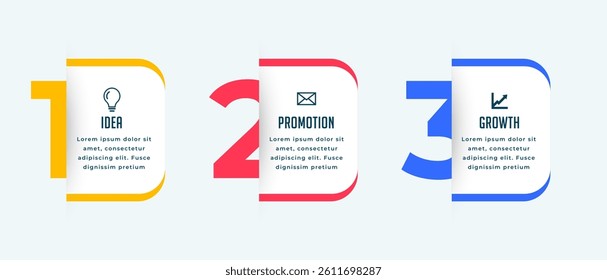 modern 3 step infographic option diagram banner for corporate success vector