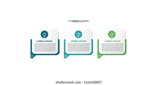 Modern 3 steps, option or levels line infographic with label. Timeline info graphic. Business presentation, information brochure, banner, workflow layout template. Eps10 Vector illustration