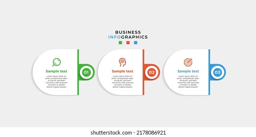 Moderne 3 Stufen, Optionen oder Leveln stellen Infografiken mit Label zur Verfügung. Infografik zur Zeitachse. Geschäftspräsentation, Informationsbroschüre, Banner, Workflow-Layout-Vorlage. Eps10 Vektorgrafik