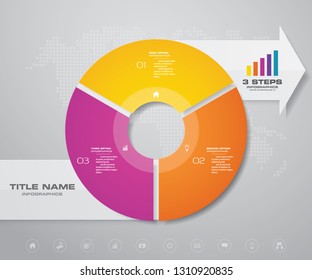 Modern 3 steps pie chart/ circle chart with arrow infographics design element. EPS 10.	