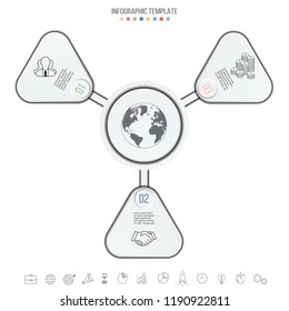 Modern 3 steps presentation business infographics template, Set of infographic elements