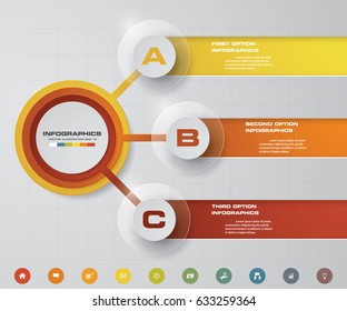 Modern 3 steps process. Simple&Editable abstract design element. EPS10.