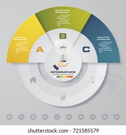Modern 3 steps process. Simple&Editable abstract design element. EPS10.