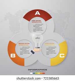 Modern 3 steps process. Simple&Editable abstract design element. EPS10.