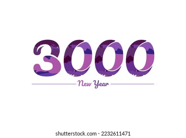 Modern 3000 new year typography design, new year 3000 logo