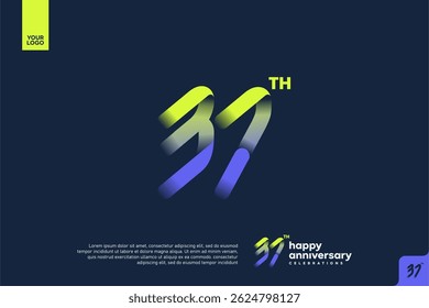 Modern 37th Anniversary Celebration with Gradient Number and Minimalist Design for Corporate or Startup Branding
