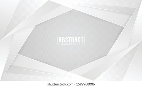 Modern 3d abstract background with glitter silver, grey and white Vector. Template for websites, brochures, posters. Paper cut. 3D effect. Smooth geometric lines.