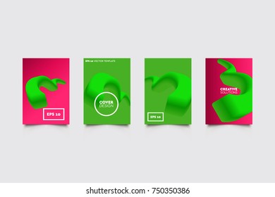 Modern 3D abstract covers set. Abstract shapes composition. Futuristic minimal design.
