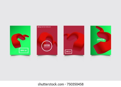 Modern 3D abstract covers set. Abstract shapes composition. Futuristic minimal design.