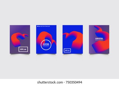 Modern 3D abstract covers set. Abstract shapes composition. Futuristic minimal design.