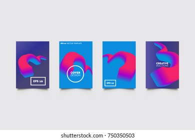 Modern 3D abstract covers set. Abstract shapes composition. Futuristic minimal design.