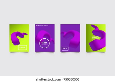 Modern 3D abstract covers set. Abstract shapes composition. Futuristic minimal design.