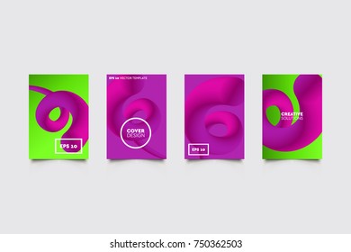 Modern 3D abstract covers set. Abstract shapes composition. Futuristic minimal design.