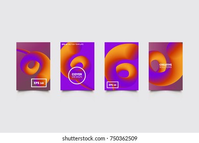 Modern 3D abstract covers set. Abstract shapes composition. Futuristic minimal design.