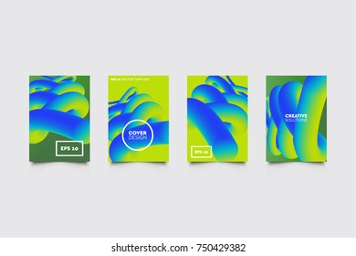 Modern 3D abstract covers set. Abstract shapes composition. Futuristic minimal design.