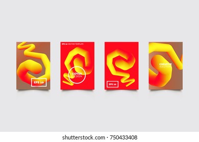 Modern 3D abstract covers set. Abstract shapes composition. Futuristic minimal design.