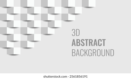 Modern 3D abstract geometric background featuring white cubes and shadowed layers, perfect for minimalist and creative design projects.