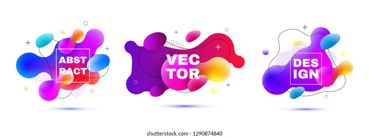 Modern 3d abstract  gradient shapes. Dynamic Fluid design. Abstract vector background.
