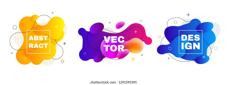 Modern 3d abstract  gradient shapes. Vector colorful banners set. Trendy fluid design.