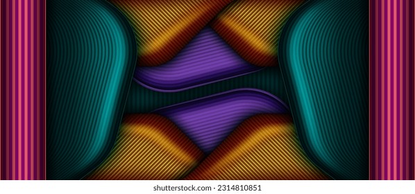 modern 3d abstract multicolor spectrum folded effect layered background. Bright orange blue colorful folds wallpaper