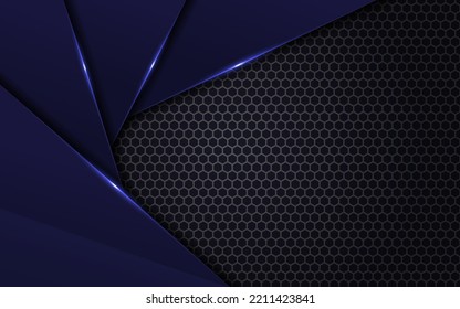 Modern 3D Abstract Overlap Futuristic Glowing Blue Background with Hexagon Template