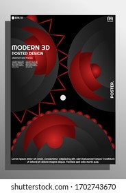 Modern 3D abstract poster design with black and red gradients, can be used as a trendy poster, banner, flyer etc. EPS 10 vector