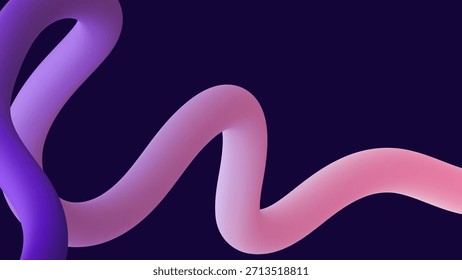 Forma abstracta moderna de la onda 3d con el tubo púrpura y rosado del gradiente en fondo oscuro