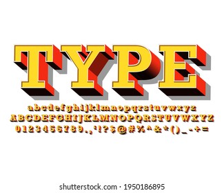 Modern 3D alphab set with cool color