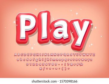 Modern 3d Alphabet, comic style title, text effect for games Vector illustration