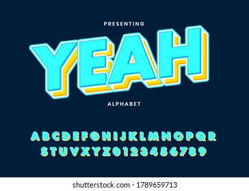 Modern 3d alphabet. Custom font for title, headline, movie, promotion, or sticker. Bold and strong typeface