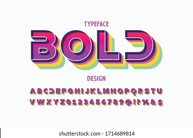 modern 3d alphabet font, typeface vector, red style shadow effect