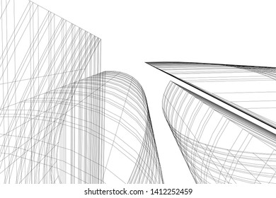 modern 3d architecture, vector background