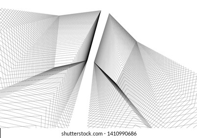 Modern 3d architecture, vector illustration