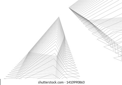 Modern 3d architecture, vector illustration