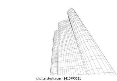 Modern 3d architecture, vector illustration