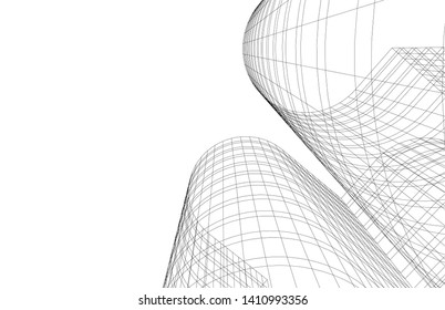 Modern 3d architecture, vector illustration